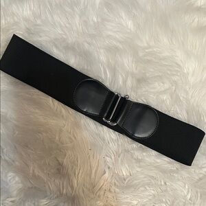 Express Black Elastic Belt with Silver Buckle